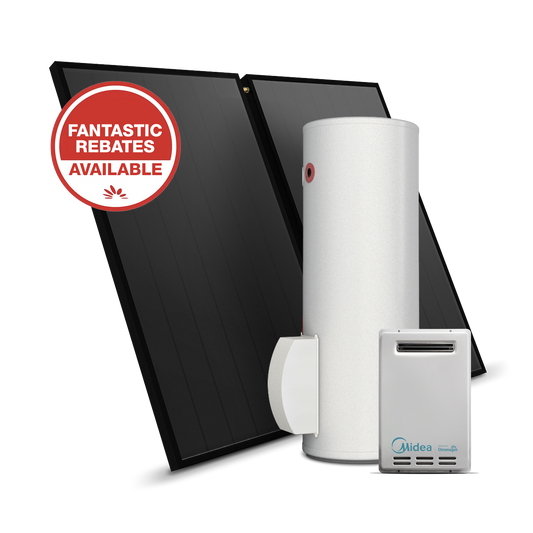 SPLITLINE 200L System with 2 Flat Plate Collectors and 20L/min Boost (Natural Gas)