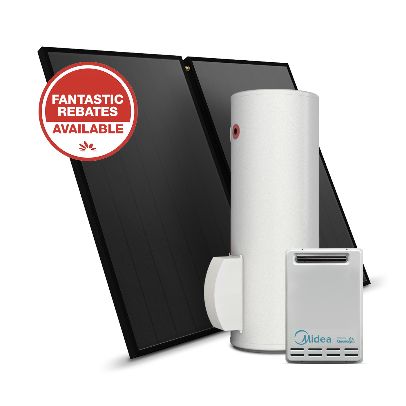 SPLITLINE 200L System with 2 Flat Plate Collectors and 26L/min Boost (Natural Gas)