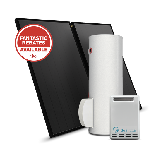 SPLITLINE 200L System with 2 Flat Plate Collectors and 26L/min Boost (Natural Gas)