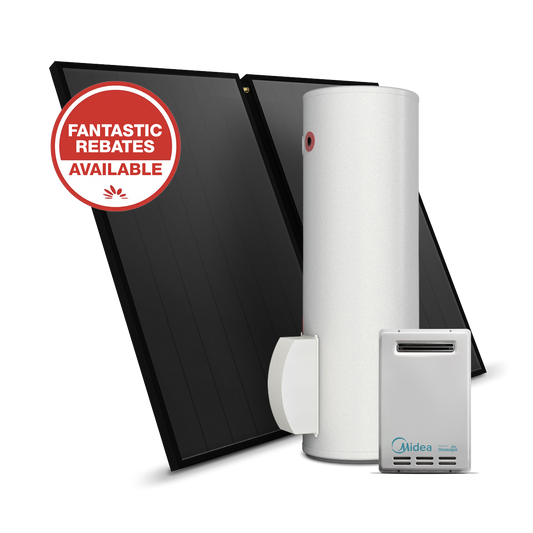 SPLITLINE 300L System with 2 Flat Plate Collectors and 20L/min Boost (Natural Gas)