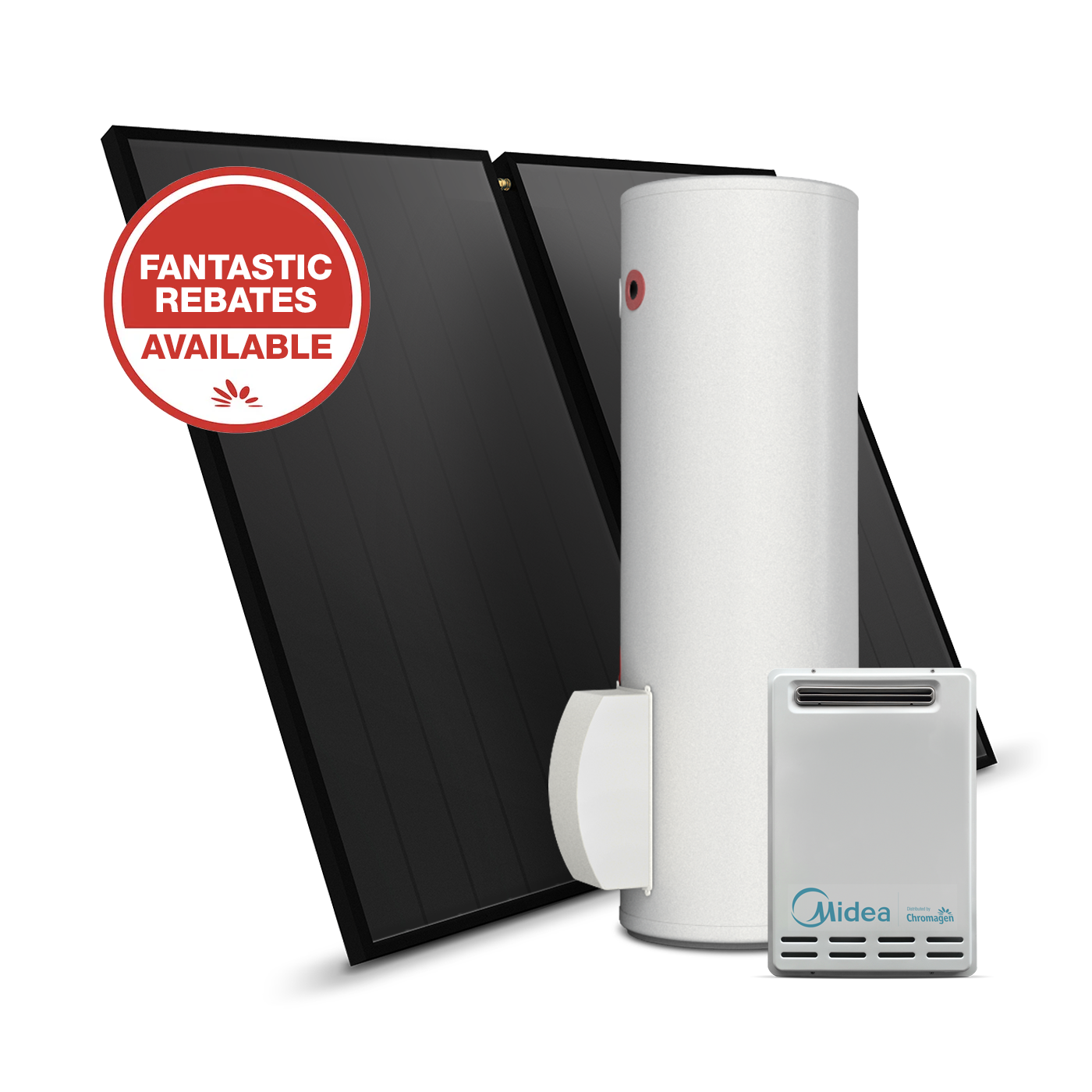 SPLITLINE 300L System with 2 Flat Plate Collectors and 26L/min Boost (Natural Gas)