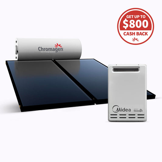 ROOFLINE 300L System with 2 Flat Plate Collectors and 26L/min Boost (LPG)